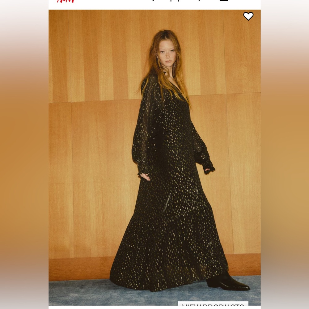 H&M Black and Gold Long Sleeve Dress